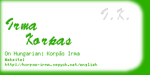 irma korpas business card